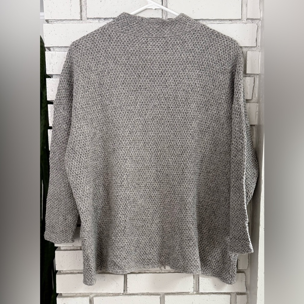 Eileen Fisher Textured Knit Mock Neck Grey Sweater Neutral Quiet Luxury Minimal - Picture 2 of 8